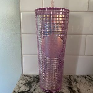 Starbucks Pink Iridescent Grid Holiday Tumbler